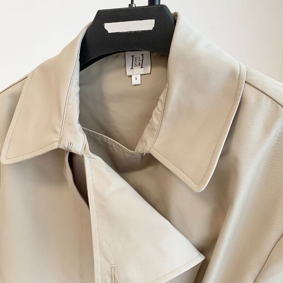 Helsa Oversized Women's Twill Cropped Trench Coat - Picture 6 of 12